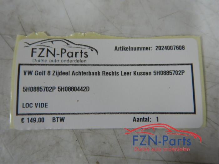 VW Golf 8 Zijdeel Achterbank Rechts Leer kussen