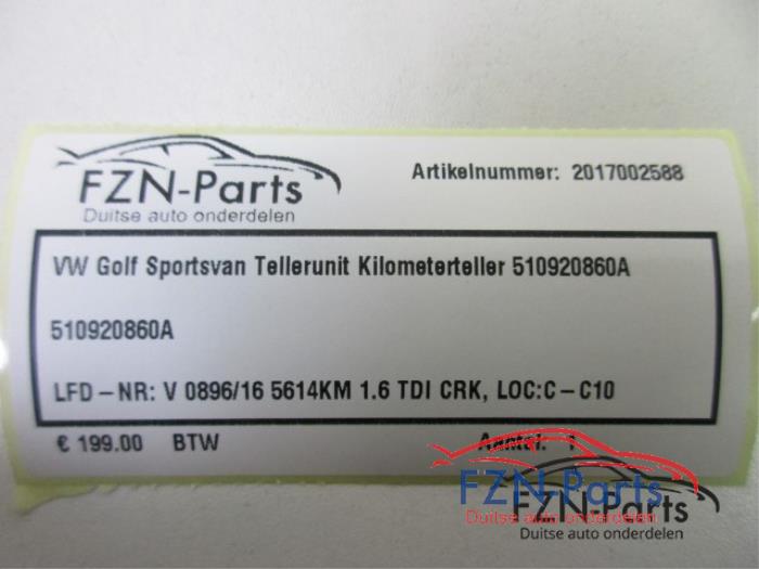 VW Golf Sportsvan Tellerunit Kilometerteller