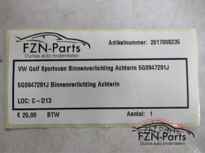 VW Golf Sportsvan Binnenverlichting Achterin