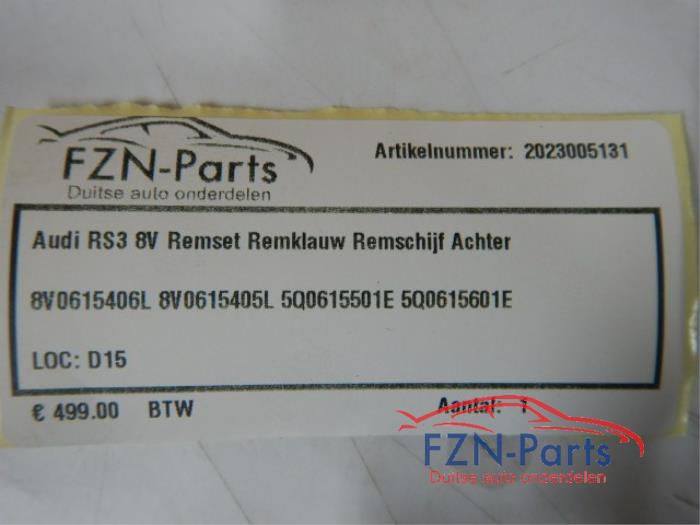 Audi RS3 8V Remset Remklauw Remschijf Achter