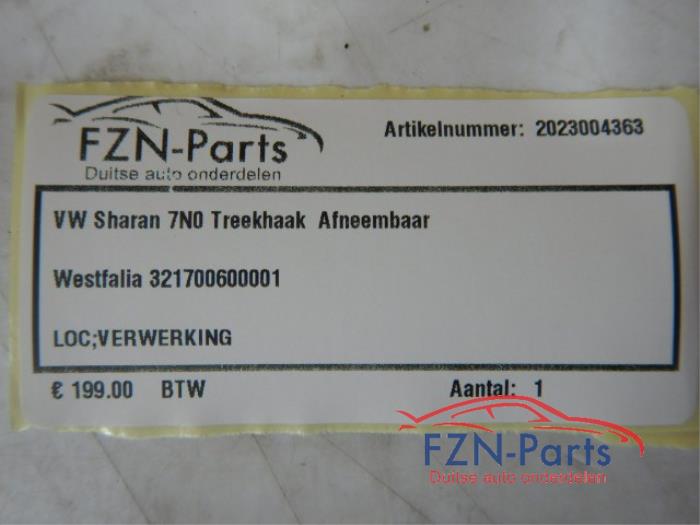 VW Sharan 7N0 Trekhaak Afneembaar Westfalia