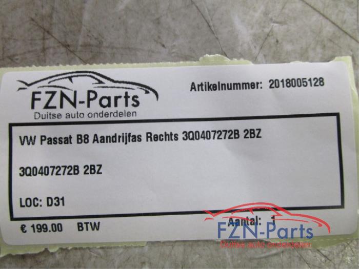 VW Passat B8 Aandrijfas Rechts voor