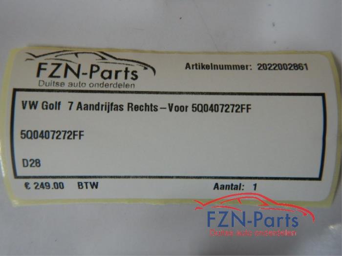 VW Golf 7 Aandrijfas Rechts-Voor