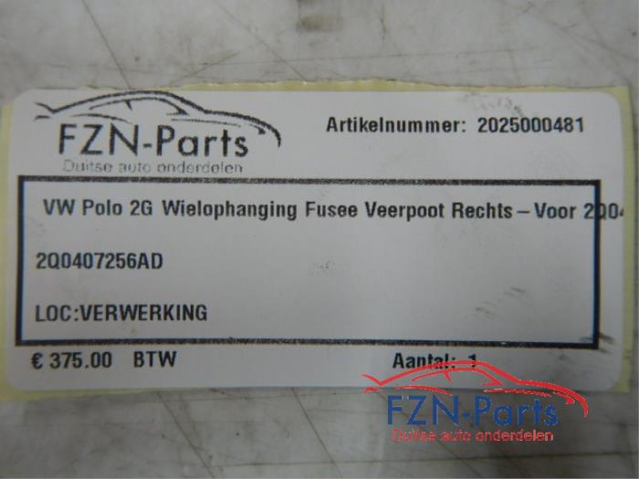 VW Polo 2G Wielophanging Fusee Veerpoot Rechts-Voor