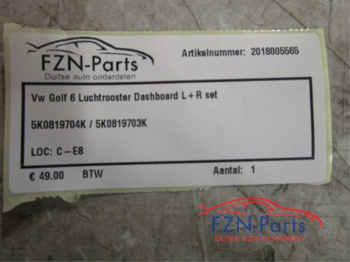 VW Golf 6 Luchtrooster Dashbord L+R Set