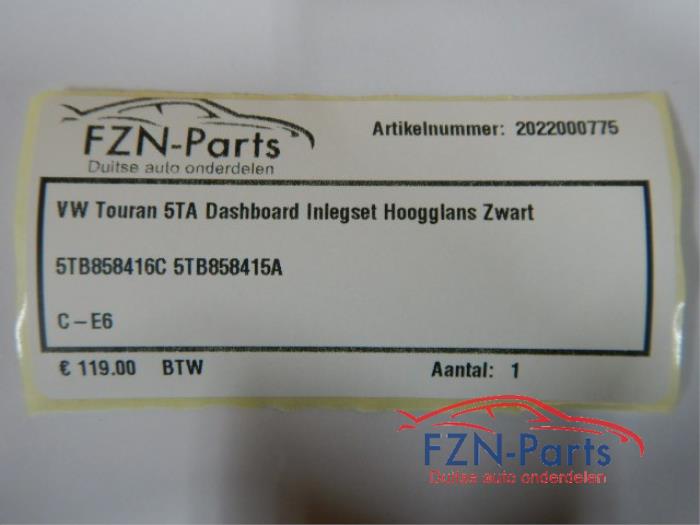 VW Touran 5TA Dashboard Inlegset Hoogglans Zwart