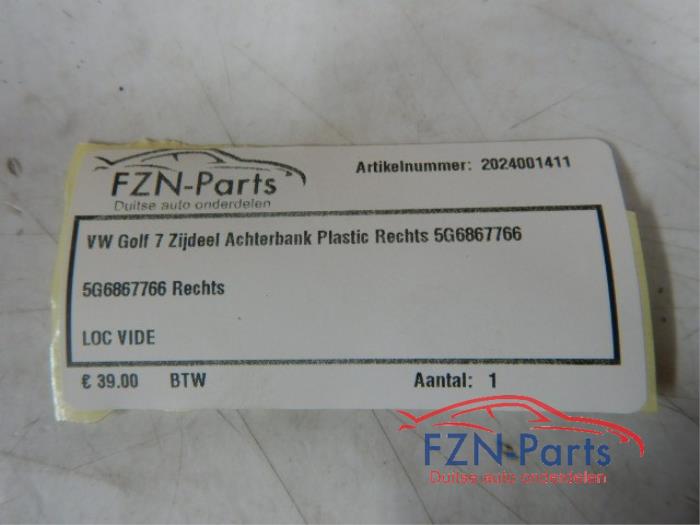 VW Golf 7 Zijdeel Achterbank Plastic Rechts