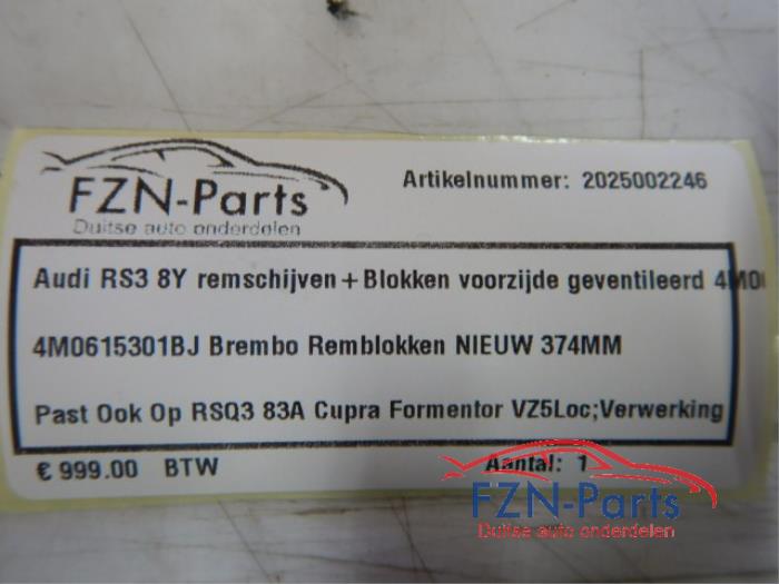 Remschijf + blok voor Audi RS3 (22739186)