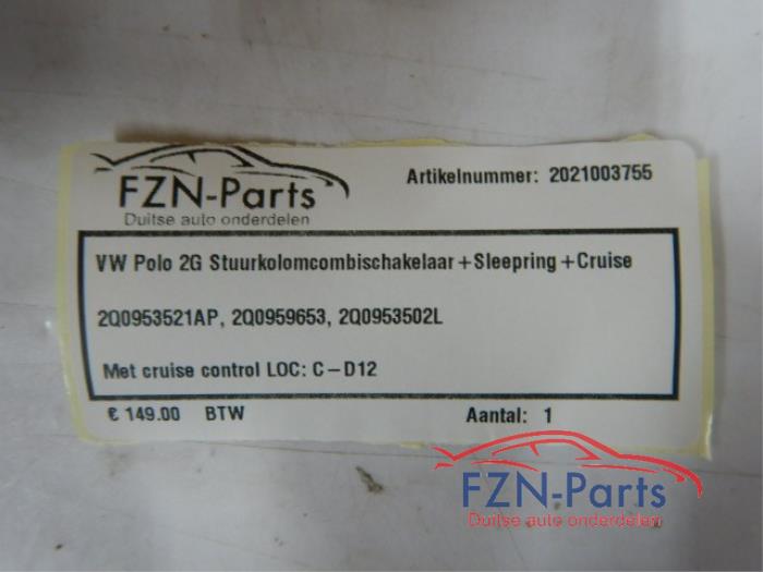 VW Polo 2G Stuurkolomcombischakelaar + Sleepring + Cruise