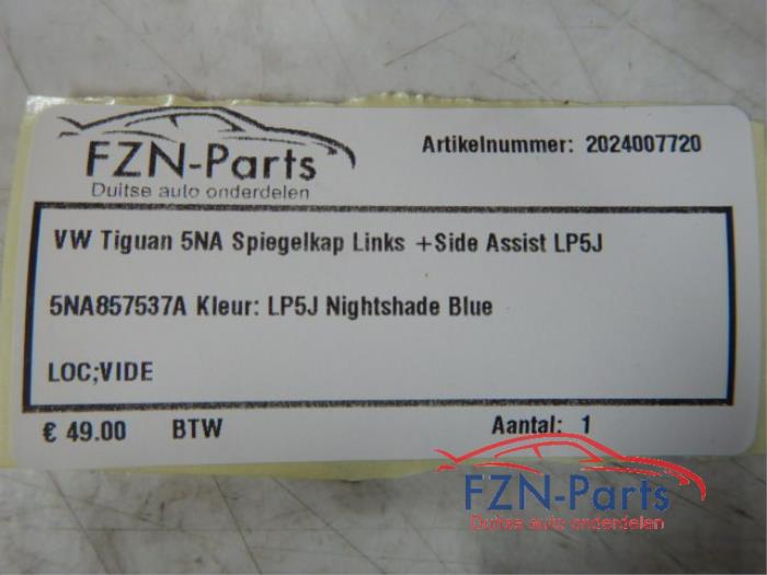 VW Tiguan 5NA Spiegelkap Links Side-Assist LP5J Kleur: LP5J Nightshade Blue5NA
