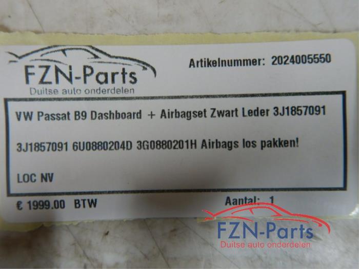 VW Passat B9 Dashboard + Airbagset Zwart Leer