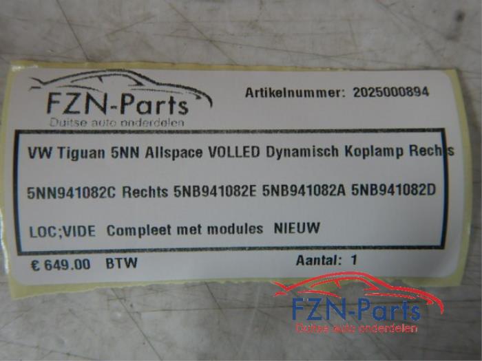 VW Tiguan 5NN Allspace VOLLED Dynamisch Koplamp Rechts
