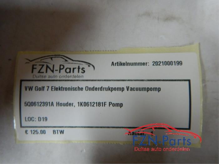 VW Golf 7 Elektronische Onderdrukpomp Vacuumpomp