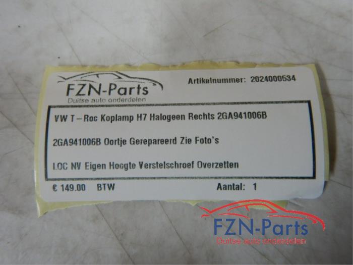 VW T-Roc 2GA Koplamp H7 Halogeen Rechts