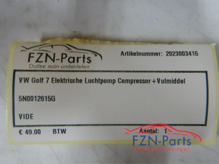 VW Golf 7 Elektrisch Luchtpomp+vulmiddel