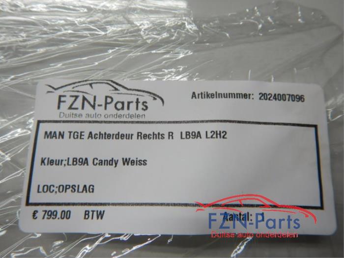 MAN TGE Achterdeur Rechts LB9A L2H2