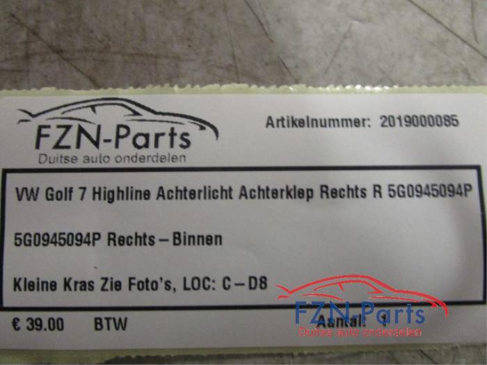 VW Golf 7 Highline Achterlicht Achterklep Rechts R