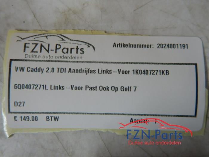 VW Caddy 2.0 TDI Aandrijfas Links-Voor