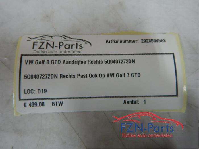 VW Golf 8 GTD Aandrijfas Rechts voor