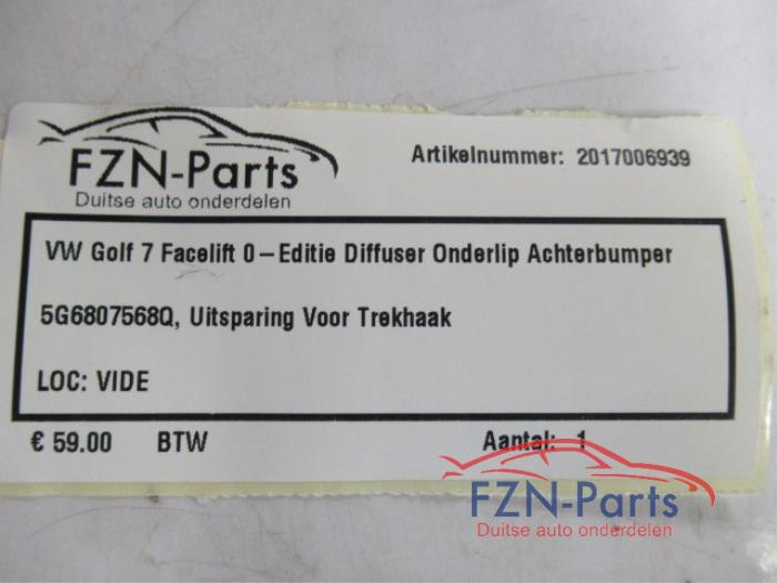 VW Golf Facelift 0-Editie Difusser onderlip achterbumper