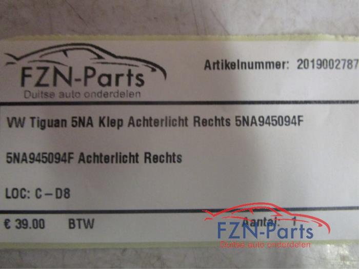VW Tiguan 5NA Klep Achterlicht Rechts