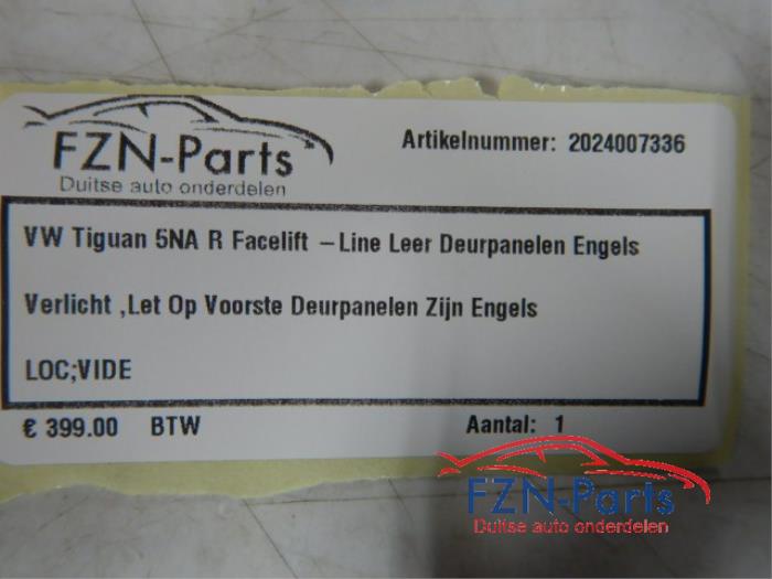 VW Tiguan 5NA Facelift R-Line Deurpanelen Leer Engels Deurpanelen verlicht