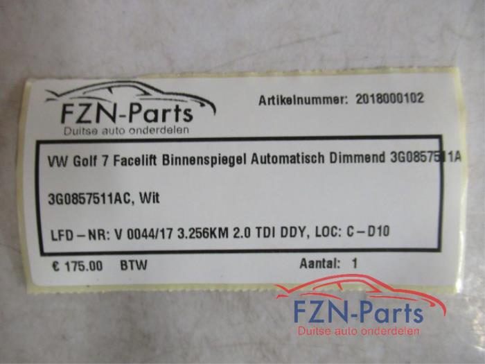 VW Golf 7 Facelift Binnenspiegel Automatisch Dimmend