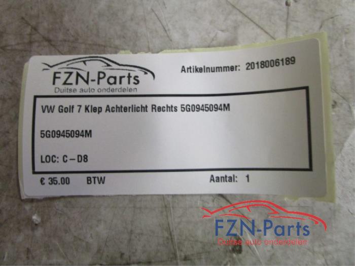 VW Golf 7 Klep Achterlicht Rechts