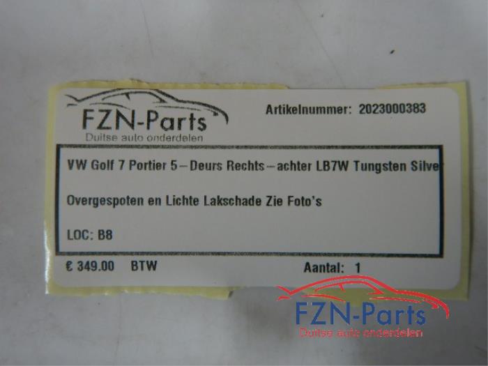 VW Golf 7 Portier 5-Deurs Rechts-Achter LB7W Tungsten Silver Overgespoten Lichte Lakschade Zie Fotos Kleur: