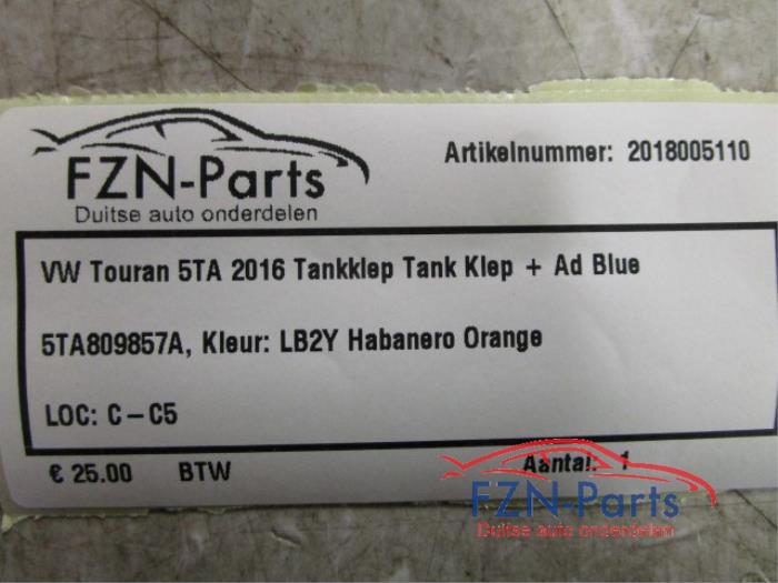 VW Touran 5TA 2016 Tankklep Tank klep + AD Blue