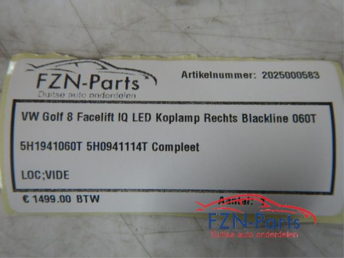 VW Golf 8 Facelift IQ-LED koplamp Rechts Blackline