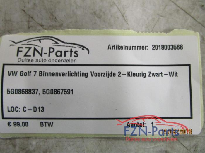 Binnenverlichting voor Volkswagen Golf (22742790)