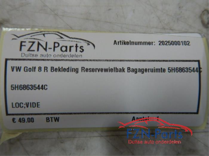 VW Golf 8 R Bekleding Reservewiel Bagageruimte