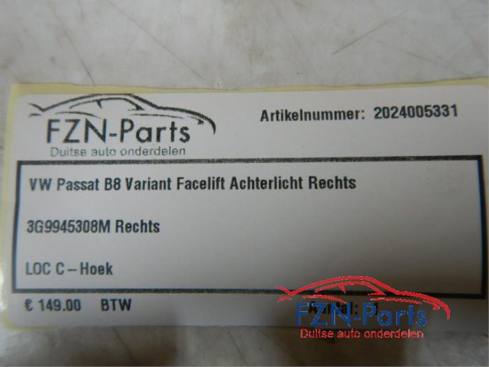 VW Passat B8 Variant Facelift Achterlicht Rechts