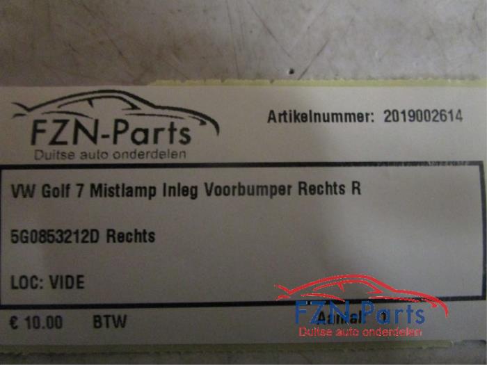 VW Golf 7 Mistlamp Inleg Voorbumper Rechts R