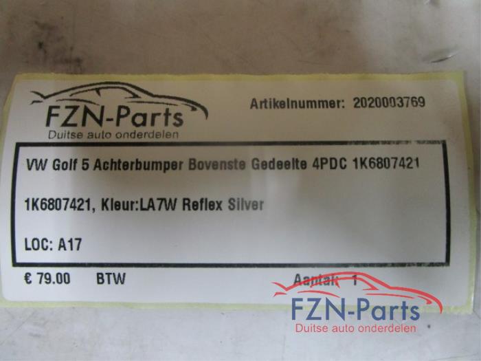 VW Golf 5 Achterbumper Bovenste Gedeelte 4PDC