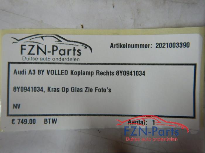 Audi A3 8Y VOLLED Koplamp Rechts