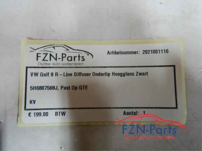 VW Golf 8 R-Line Diffuser Onderlip Hoogglans Zwart