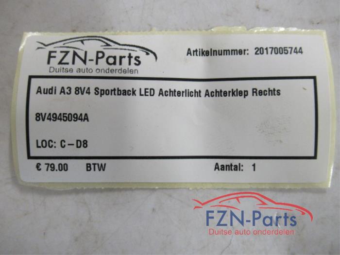 Audi A3 8V4 Sportback LED Achterlicht Achterklep Rechts