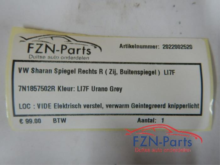 VW Sharan Spiegel Rechts R (Zij,Buitenspiegel) LI7F