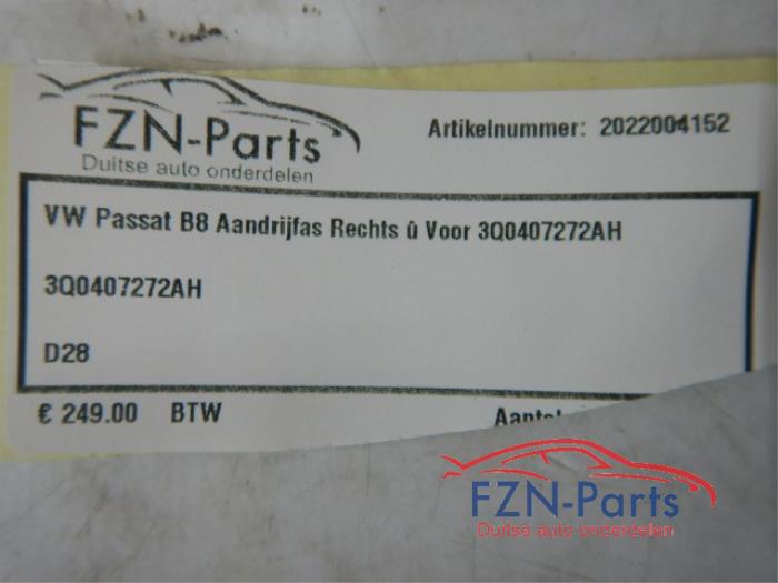 VW Passat B8 Aandrijfas Rechts-Voor