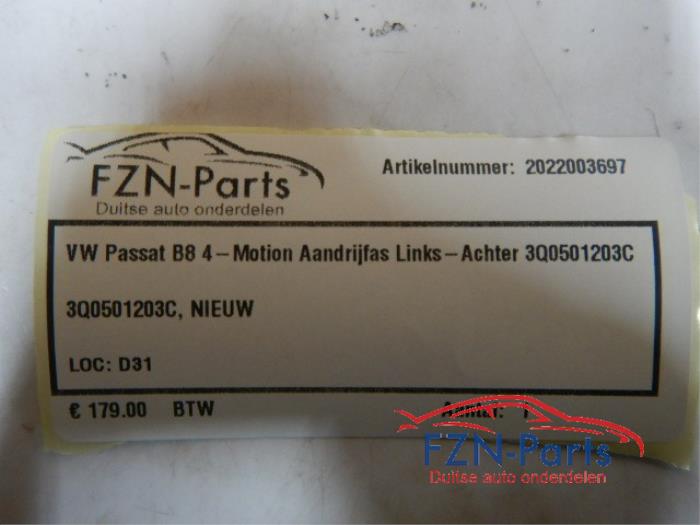 VW Passat B8 4-Motion Aandrijfas Links-Achter