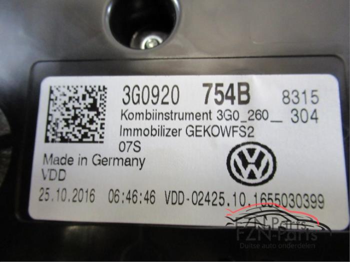 VW Passat B8 GTE Tellerunit Kilometerteller
