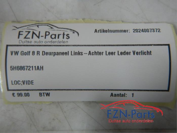 VW Golf 8 R Deurpaneel Links-Achter Leer Leder Verlicht