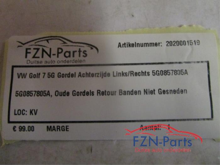 VW Golf 7 5g Gordel Achterzijde Links/Rechts