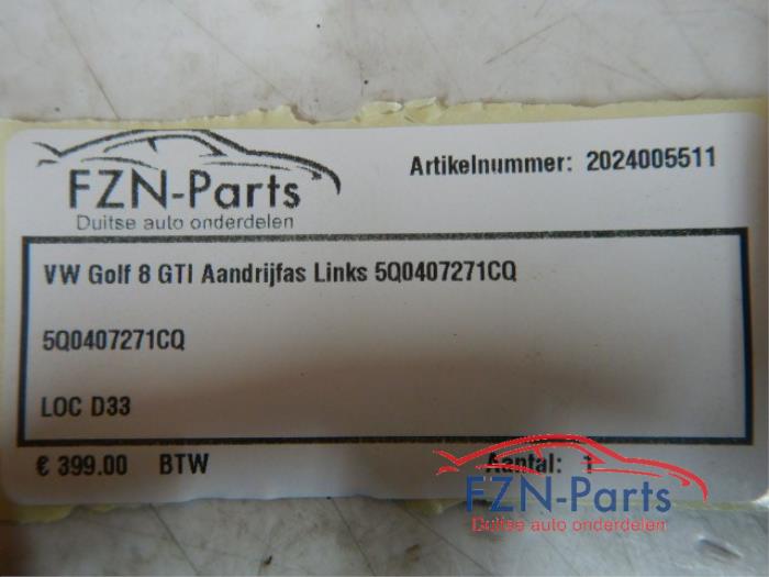 VW Golf 8 GTI Aandrijfas Links