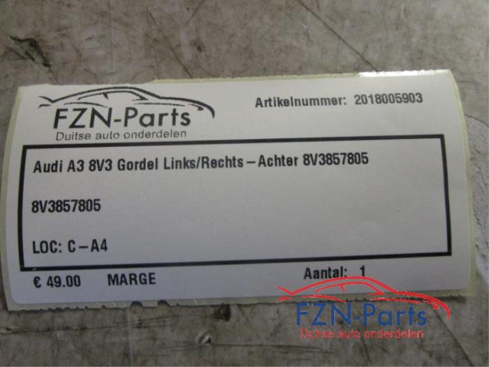 Veiligheidsgordel links-achter Audi A3 (22741181)