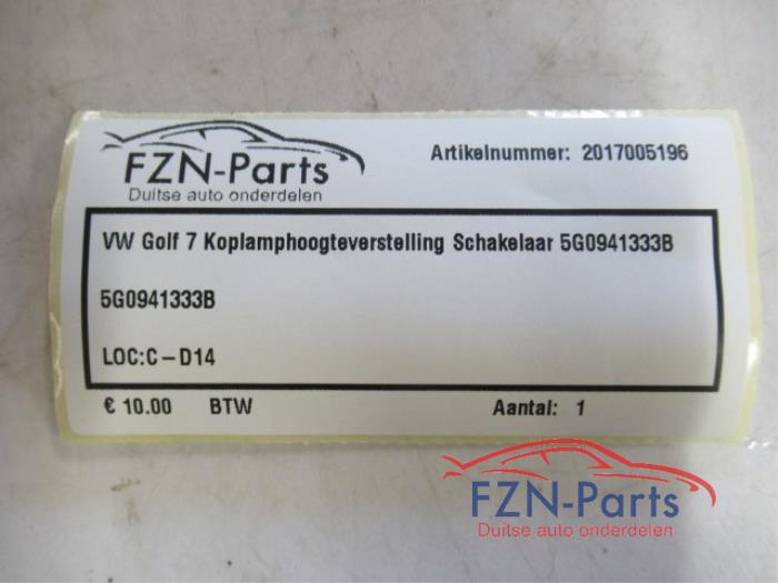 VW Golf 7 Koplamphoogteversteller Schakelaar