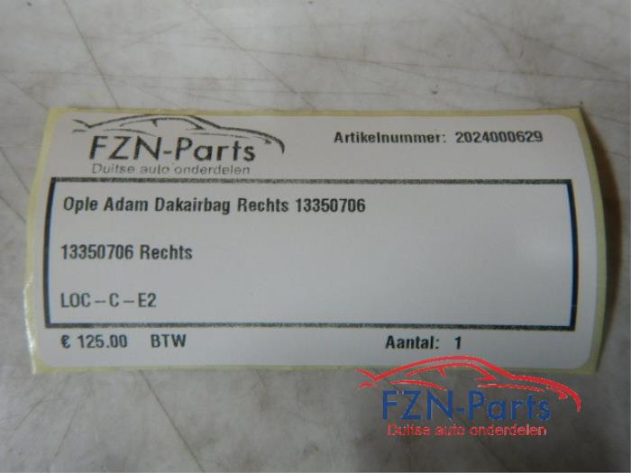 Opel Adam Dakairbag Rechts