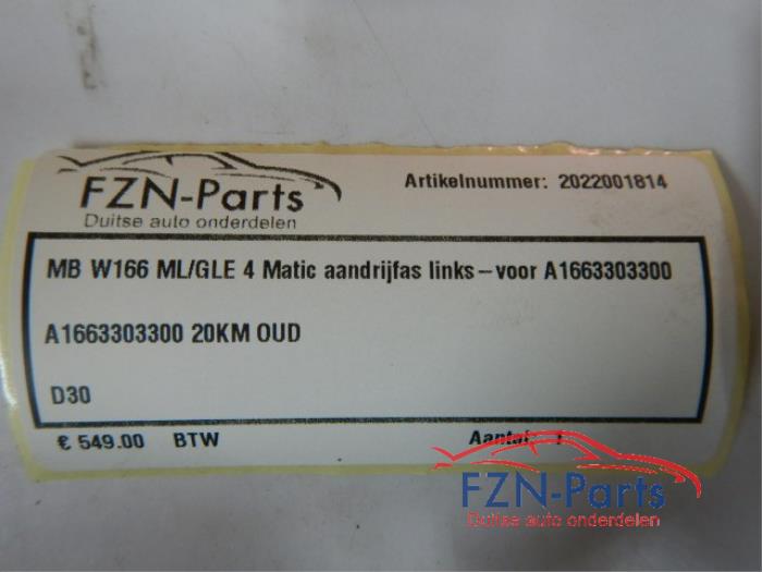 Mercedes-Benz W166 ML / GLE 4Matic Aandrijfas Links-voor